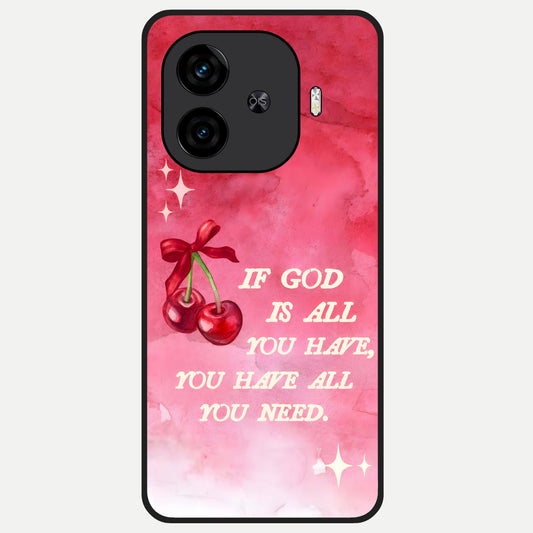  Cherry Quote Glass Case for  iQOO Z9 Turbo back cover – full design glossy printed glass finish