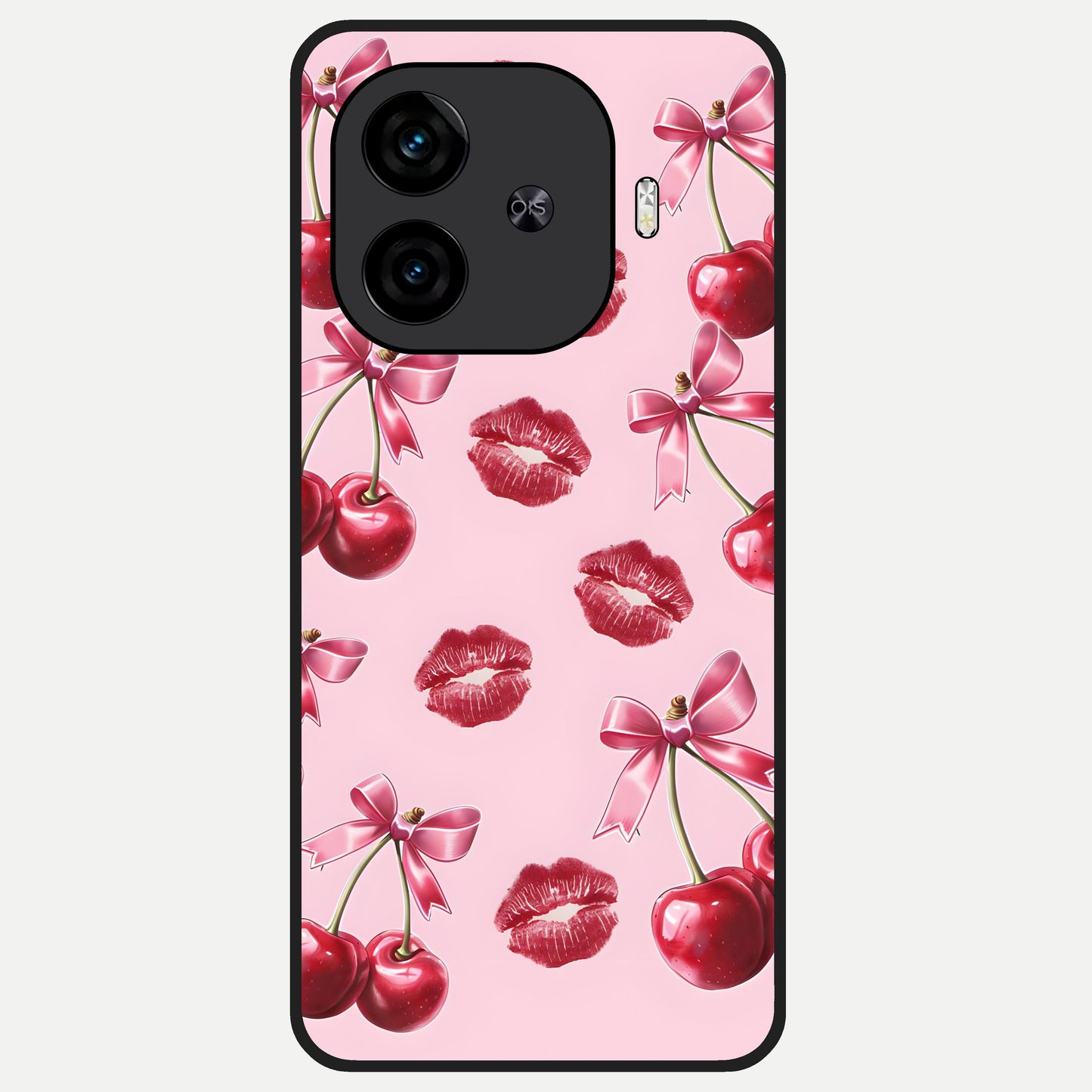  Cherry With Lips Glass Case for  iQOO Z9 Turbo back cover – full design glossy printed glass finish