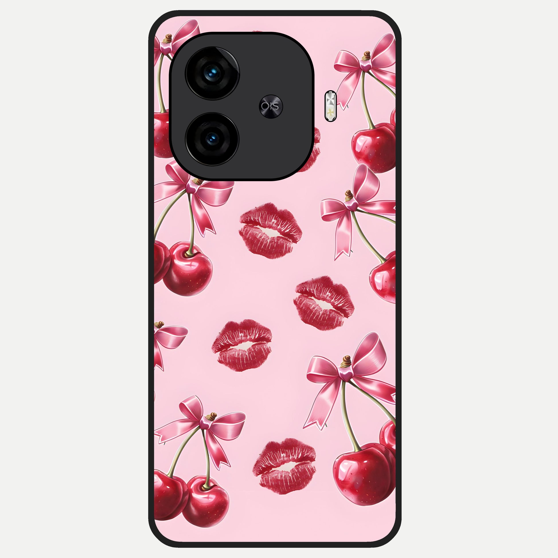  Cherry With Lips Glass Case for  iQOO Z9 Turbo back cover – full design glossy printed glass finish