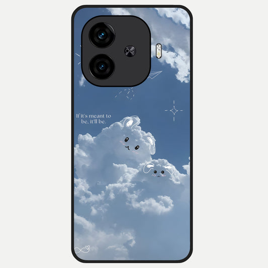  Cloud Bunny Dreams Glass Case for  iQOO Z9 Turbo back cover – full design glossy printed glass finish