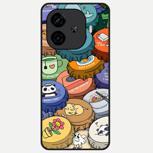  Coins Patterns Glass Case for  iQOO Z9 Turbo back cover – full design glossy printed glass finish