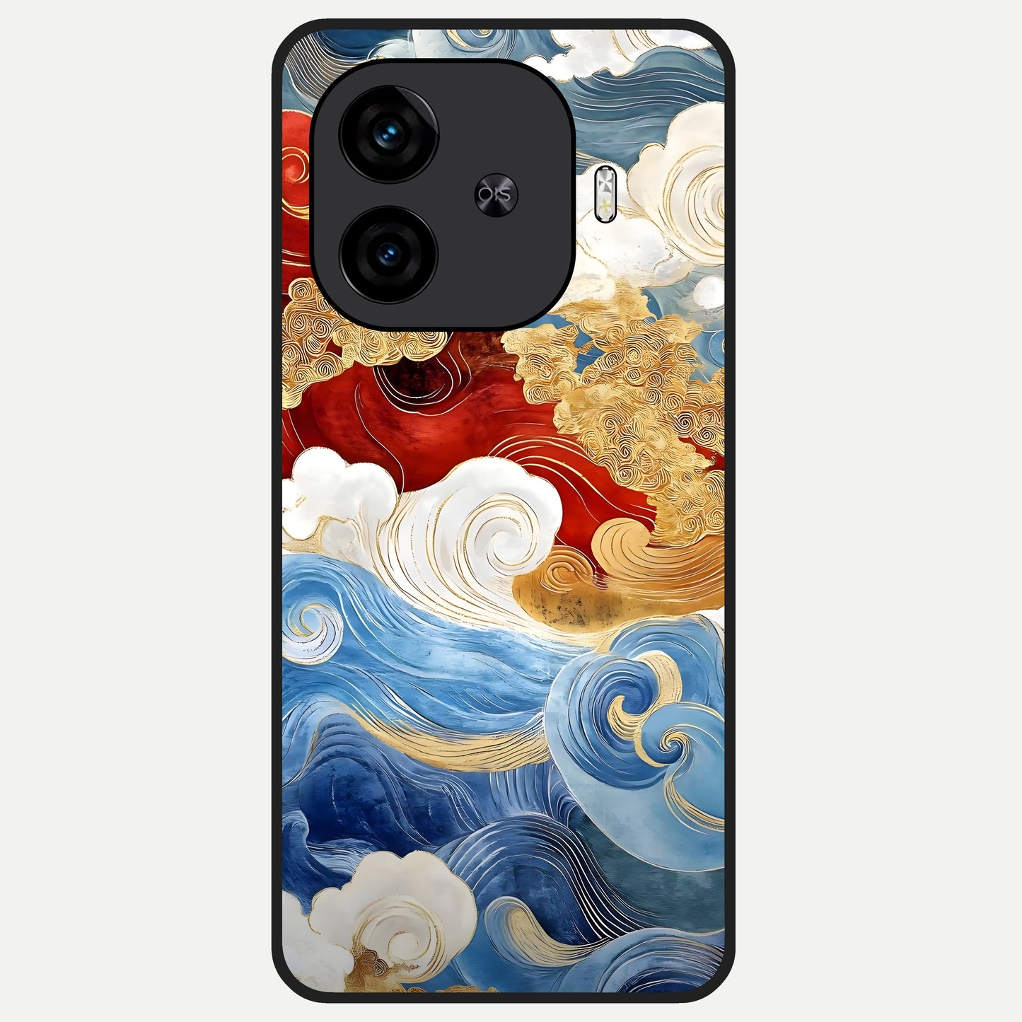 Colored Waves Glass Case for  iQOO Z9 Turbo back cover – full design glossy printed glass finish