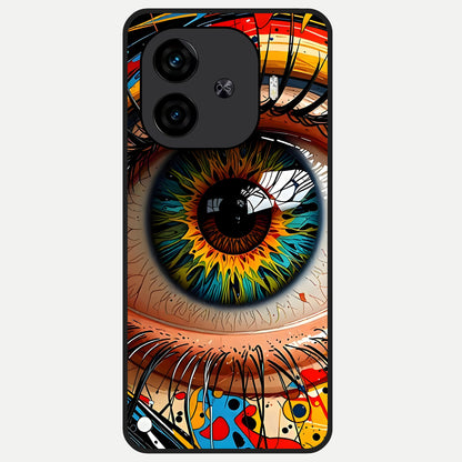 Colorful Eye Glass Case for  iQOO Z9 Turbo back cover – full design glossy printed glass finish