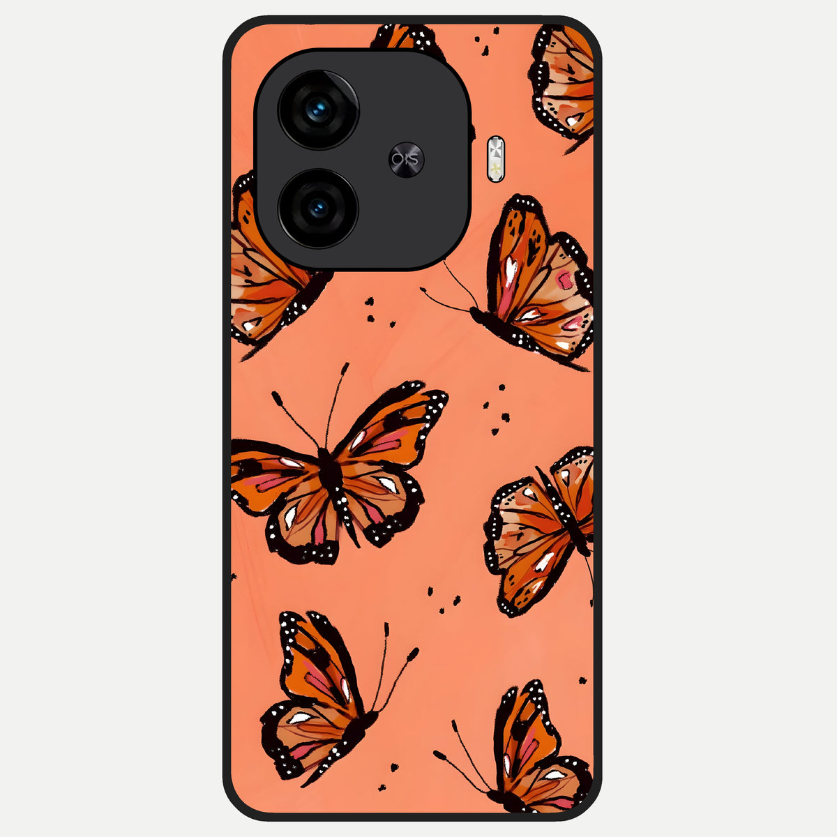  Coral Wing Butterfly Glass Case for  iQOO Z9 Turbo back cover – full design glossy printed glass finish