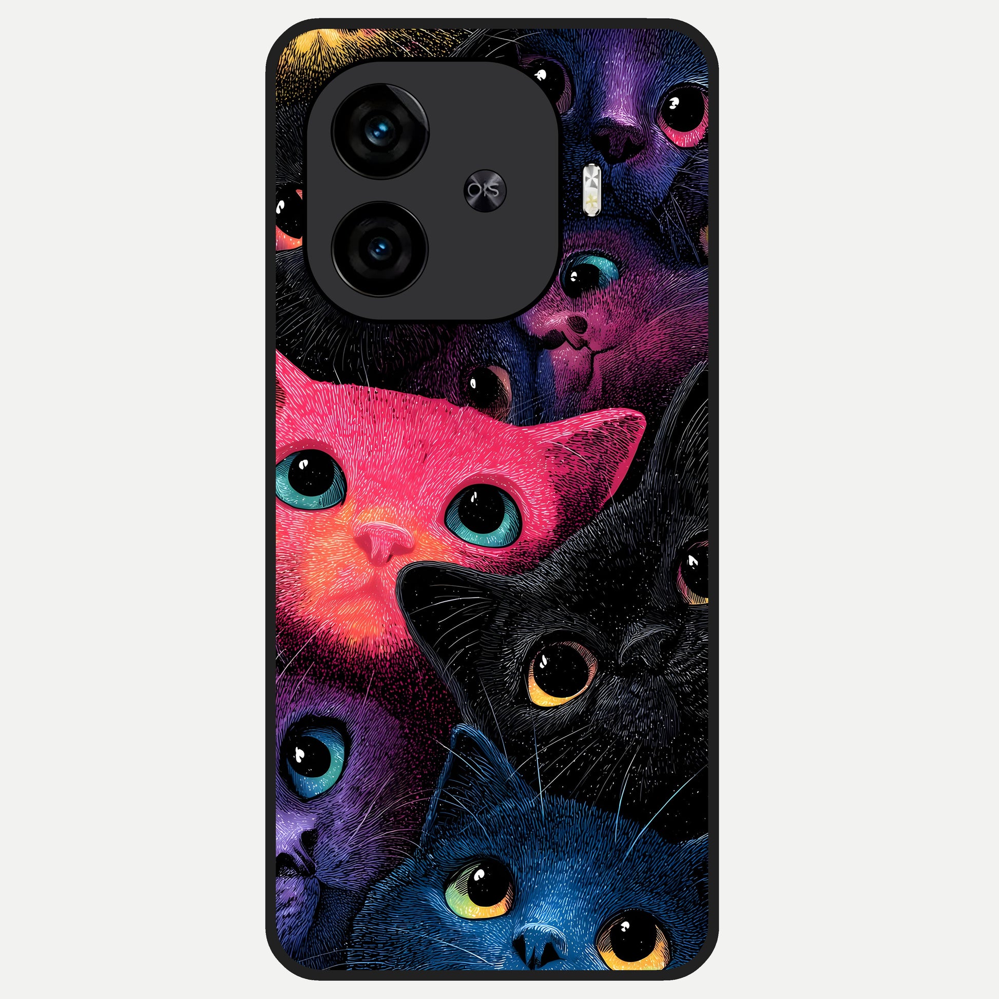  Cosmic Cats Dreams Glass Case for  iQOO Z9 Turbo back cover – full design glossy printed glass finish