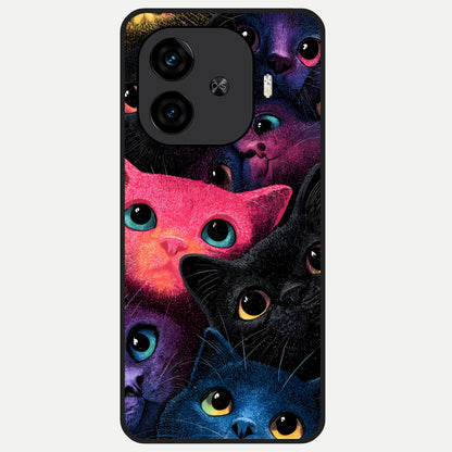  Cosmic Cats Dreams Glass Case for  iQOO Z9 Turbo back cover – full design glossy printed glass finish