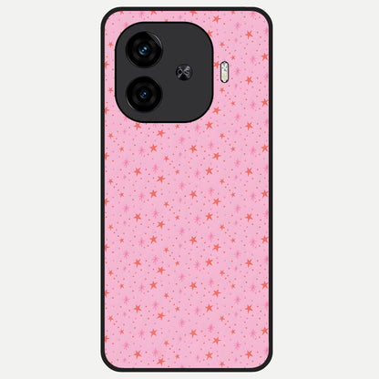  Cosmic Pink Sparkle Glass Case for  iQOO Z9 Turbo back cover – full design glossy printed glass finish