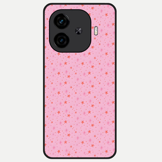  Cosmic Pink Sparkle Glass Case for  iQOO Z9 Turbo back cover – full design glossy printed glass finish