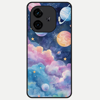 Cosmic Planet Dreams Glass Case for  iQOO Z9 Turbo back cover – full design glossy printed glass finish