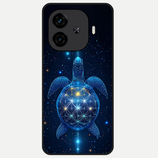  Crimson Blue Turtle Glass Case for  iQOO Z9 Turbo back cover – full design glossy printed glass finish