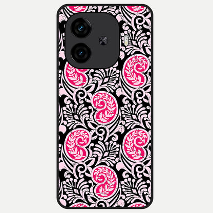  Crimson Paisley Charm Glass Case for  iQOO Z9 Turbo back cover – full design glossy printed glass finish