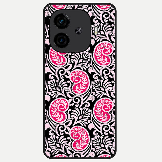  Crimson Paisley Charm Glass Case for  iQOO Z9 Turbo back cover – full design glossy printed glass finish