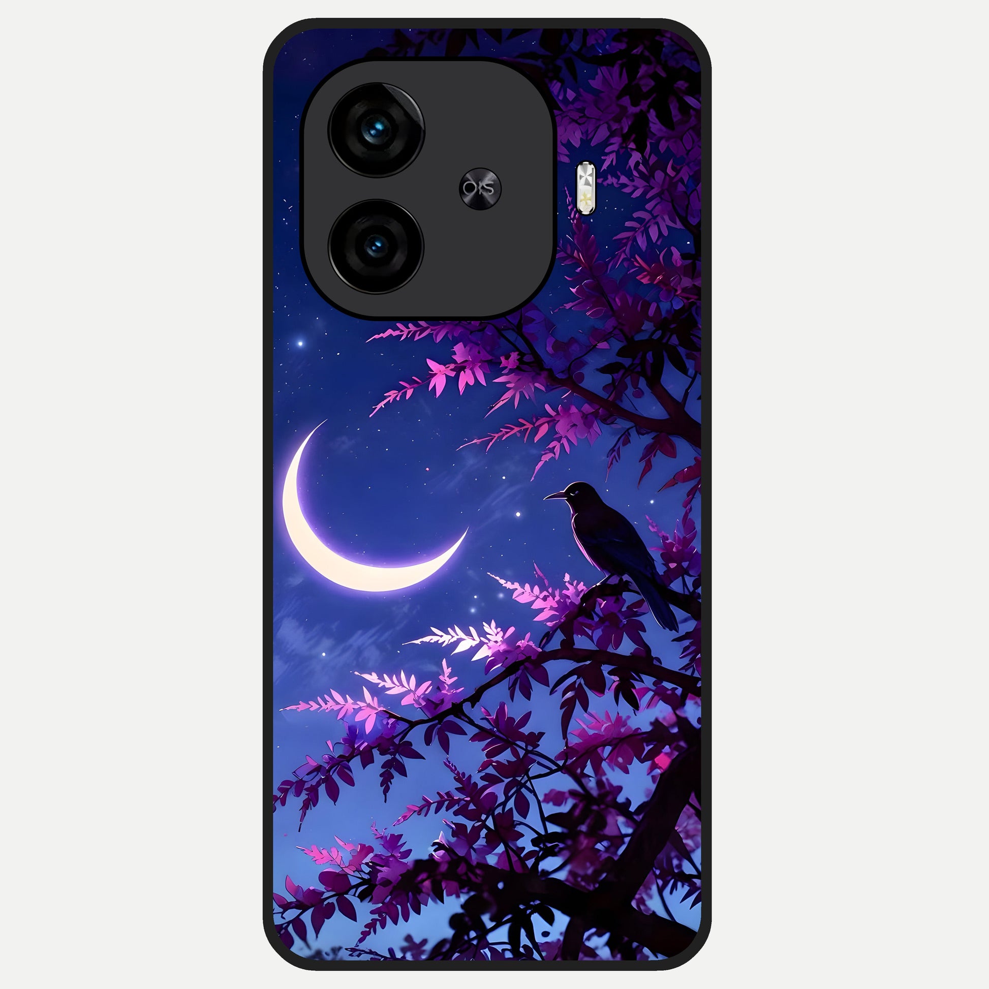  Crow And Moon Scenery Glass Case for  iQOO Z9 Turbo back cover – full design glossy printed glass finish