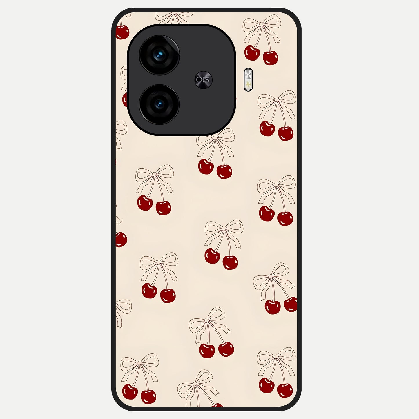  Cute Cherry Pattern Glass Case for  iQOO Z9 Turbo back cover – full design glossy printed glass finish