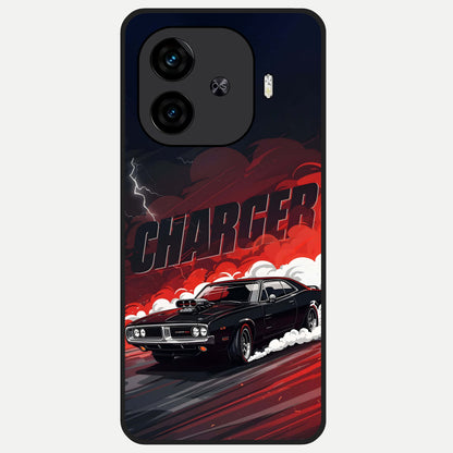  Dark Charger Fury Glass Case for  iQOO Z9 Turbo back cover – full design glossy printed glass finish