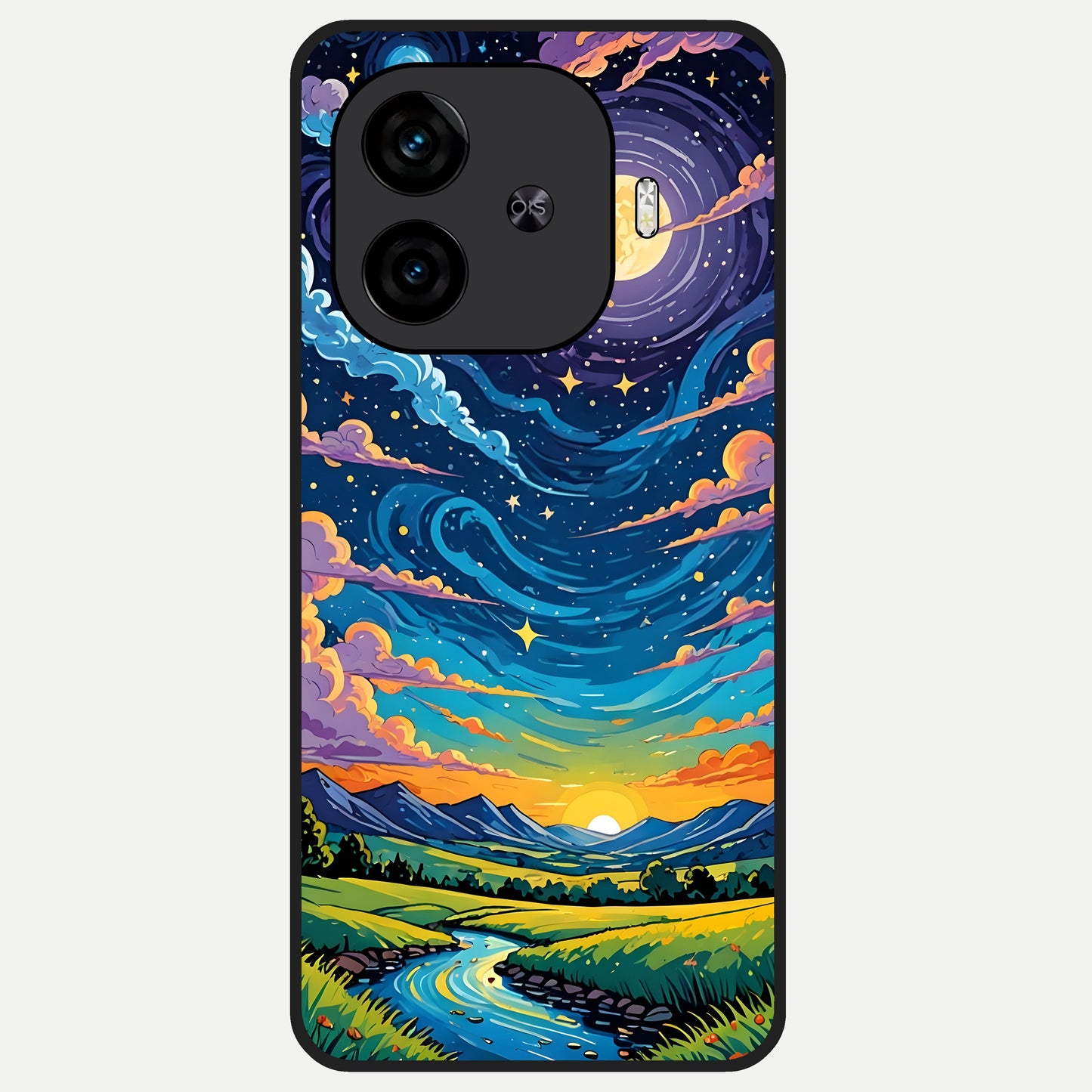  Dreamy Night Landscape Glass Case for  iQOO Z9 Turbo back cover – full design glossy printed glass finish
