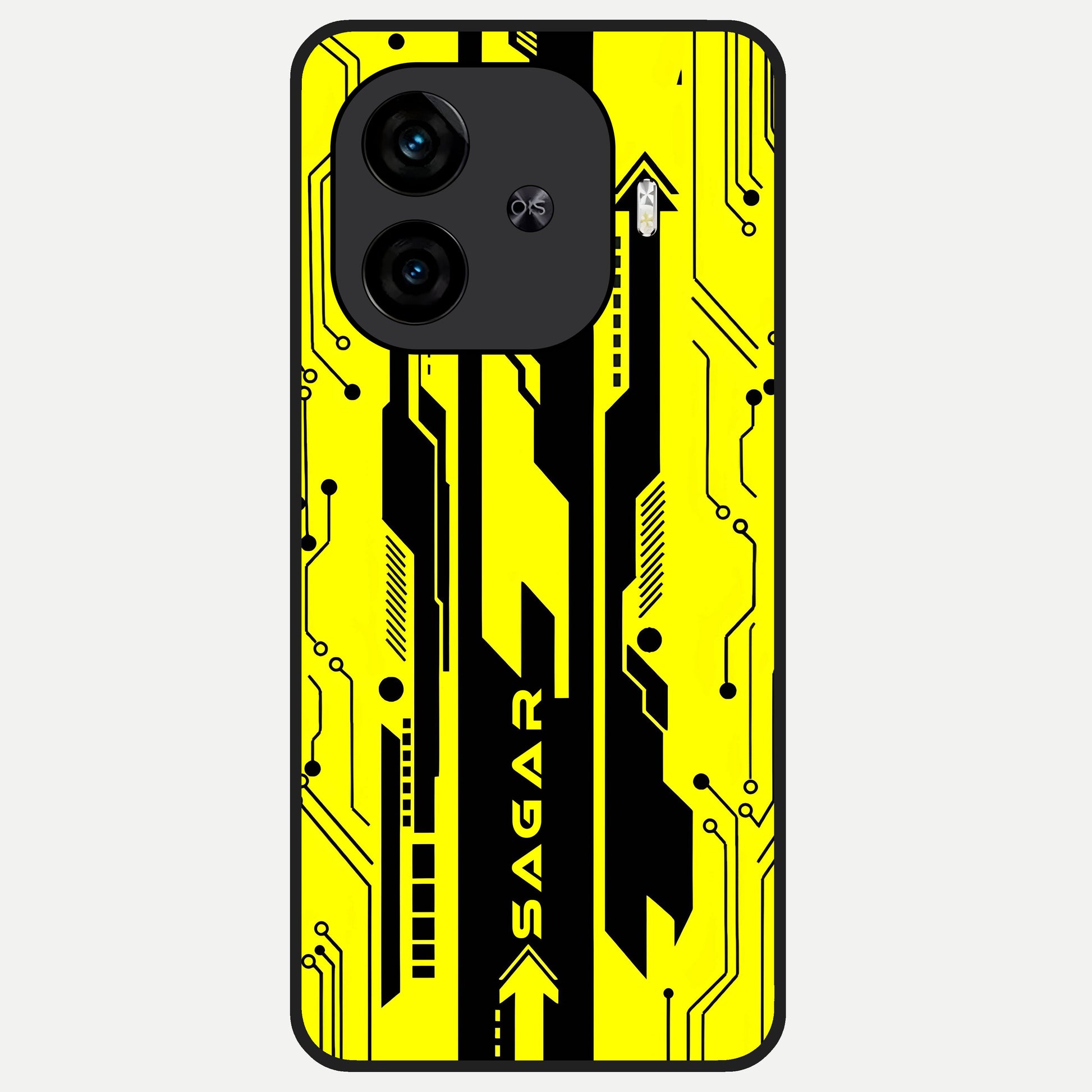  Electric Pulse CYBERPUNK Custom Name Glass Case for  iQOO Z9 Turbo back cover – full design glossy printed glass finish