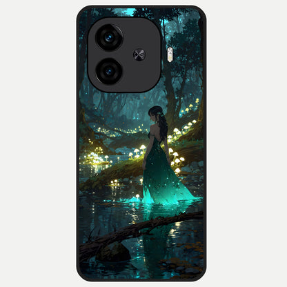 Enchanted Forest Glow Glass Case for  iQOO Z9 Turbo back cover – full design glossy printed glass finish