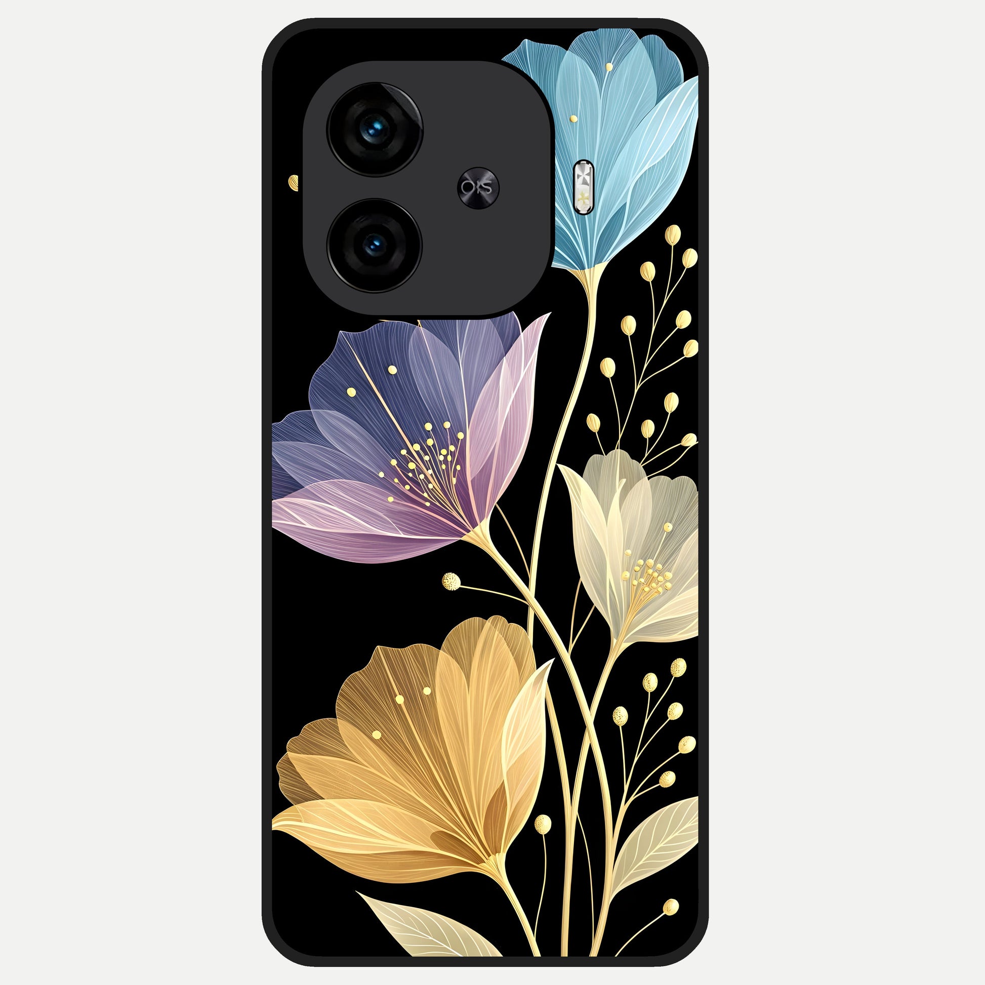  Flower Bloom Glow Glass Case for  iQOO Z9 Turbo back cover – full design glossy printed glass finish