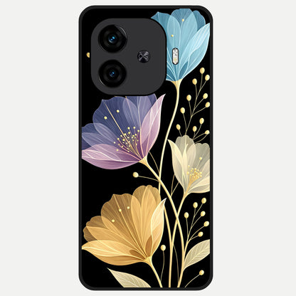  Flower Bloom Glow Glass Case for  iQOO Z9 Turbo back cover – full design glossy printed glass finish
