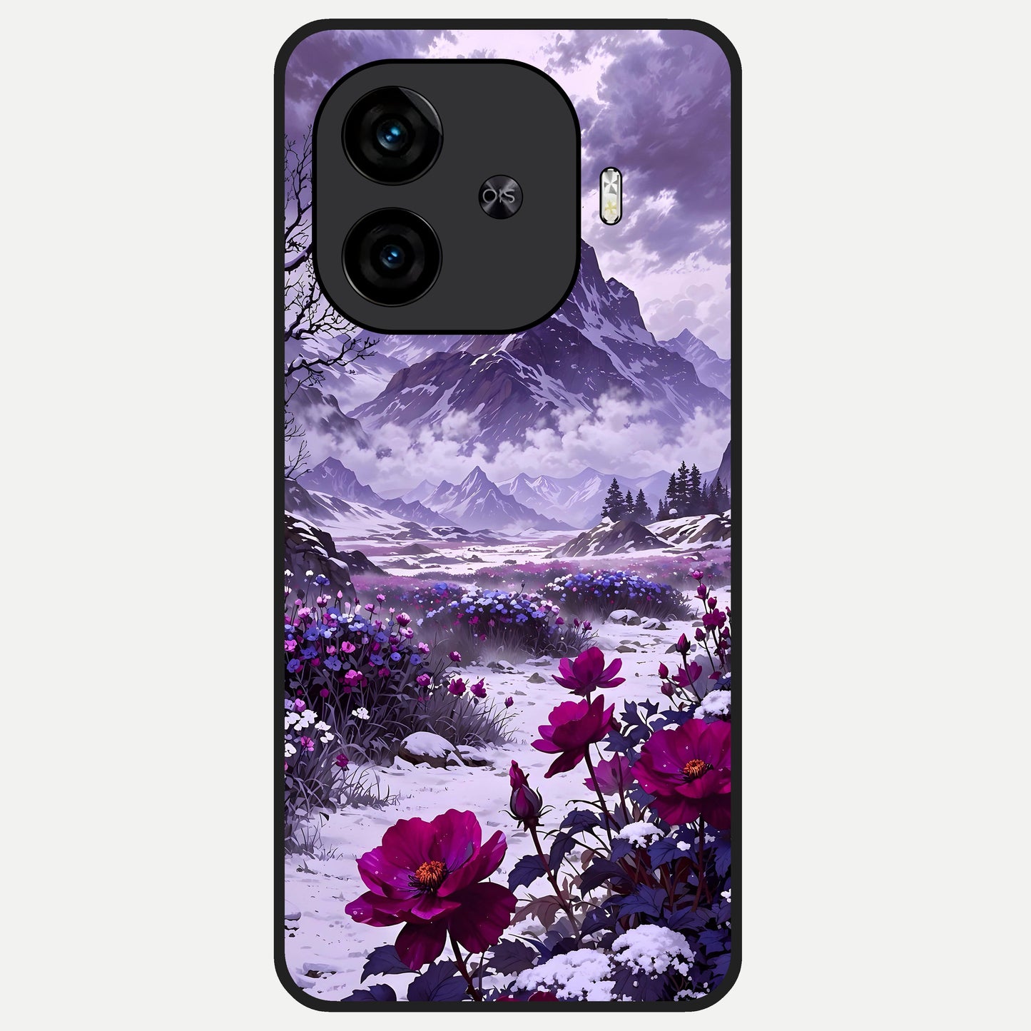  Flower Mountain View Glass Case for  iQOO Z9 Turbo back cover – full design glossy printed glass finish