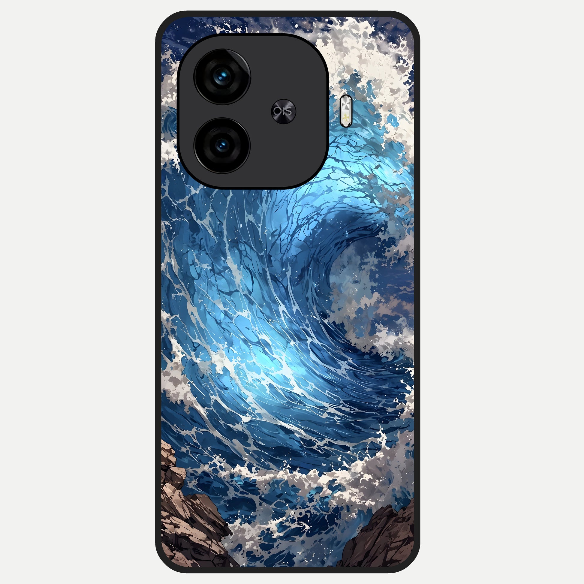  Giant Ocean Wave Glass Case for  iQOO Z9 Turbo back cover – full design glossy printed glass finish