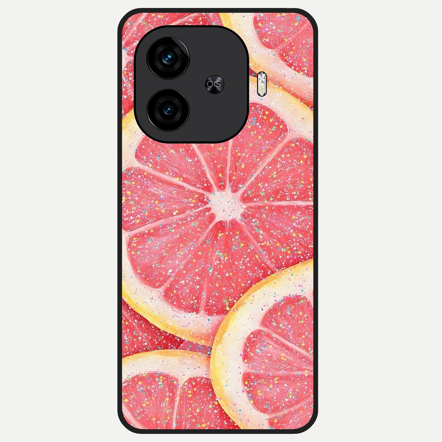 Glitter Grapefruit Glass Case for  iQOO Z9 Turbo back cover – full design glossy printed glass finish