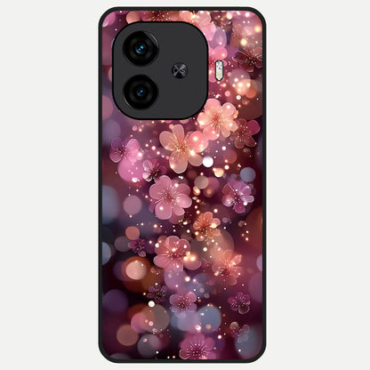  Glowing Petal Bliss Glass Case for  iQOO Z9 Turbo back cover – full design glossy printed glass finish