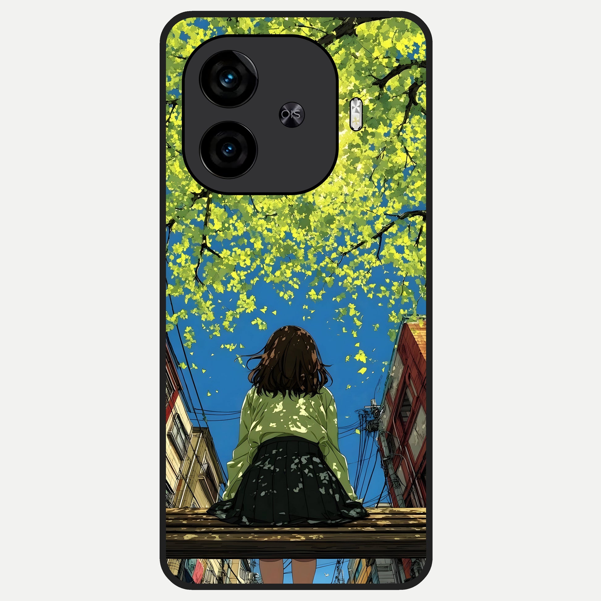  Golden Leaves Glow Glass Case for  iQOO Z9 Turbo back cover – full design glossy printed glass finish