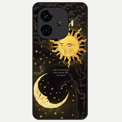  Golden Lunar Love Glass Case for  iQOO Z9 Turbo back cover – full design glossy printed glass finish