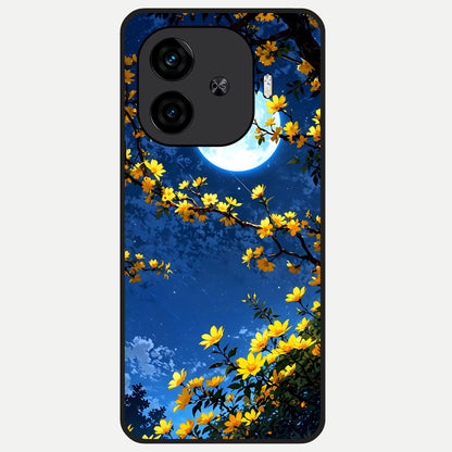  Golden Night Glow Glass Case for  iQOO Z9 Turbo back cover – full design glossy printed glass finish