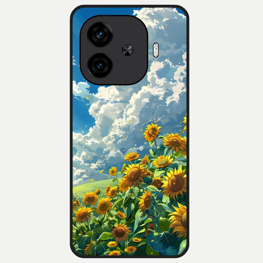  Golden Sun Glory Glass Case for  iQOO Z9 Turbo back cover – full design glossy printed glass finish
