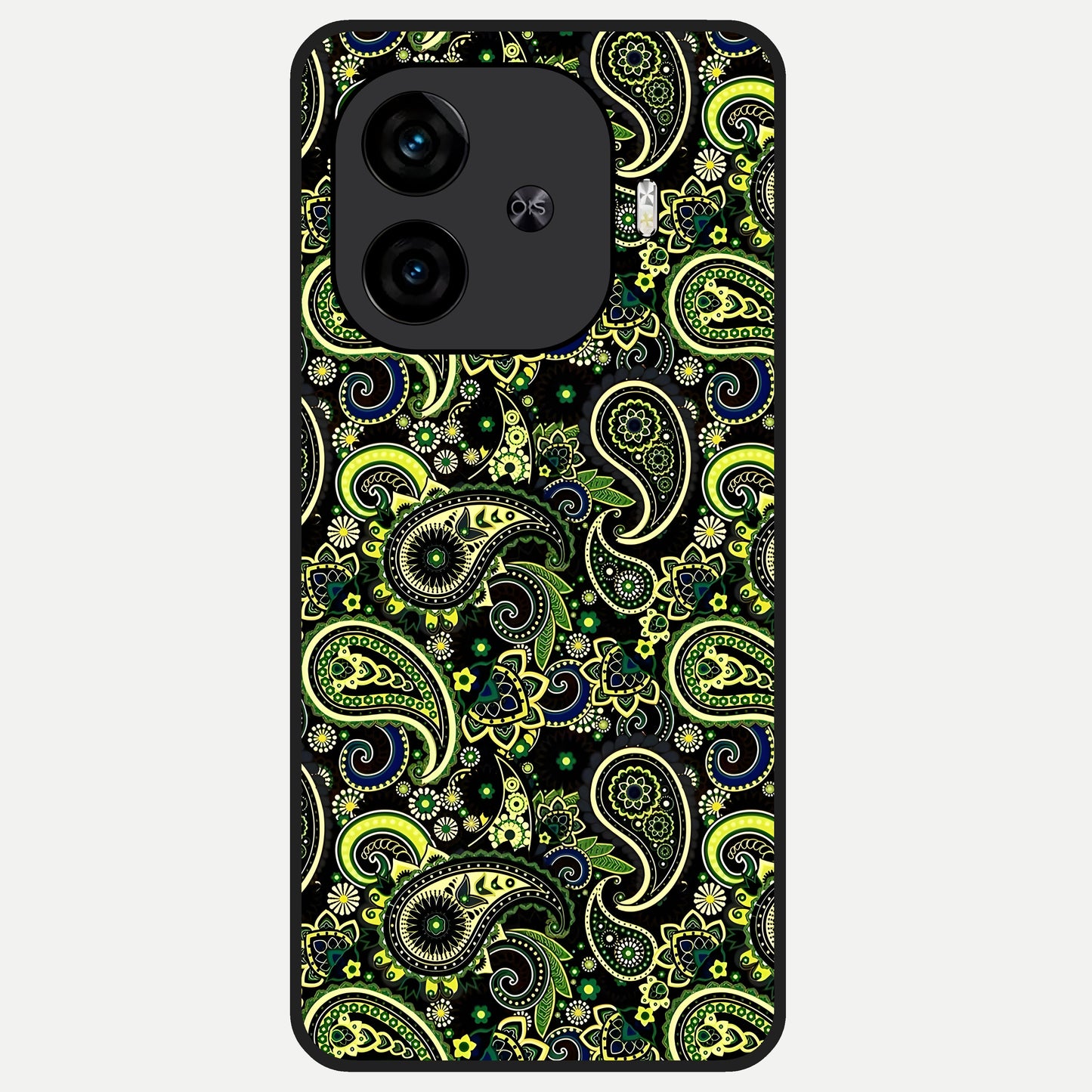  Green Lemon Glass Case for  iQOO Z9 Turbo back cover – full design glossy printed glass finish