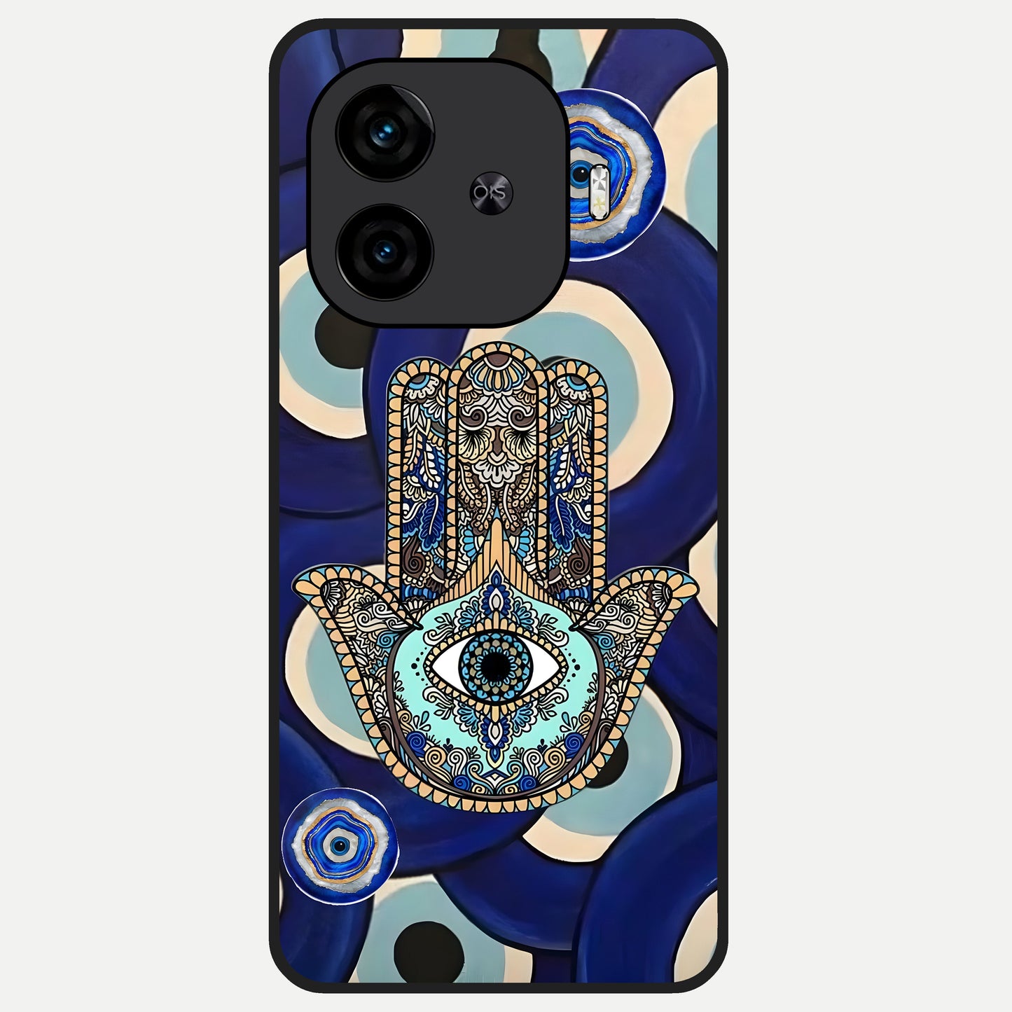  Hamsa Divine Guard Glass Case for  iQOO Z9 Turbo back cover – full design glossy printed glass finish
