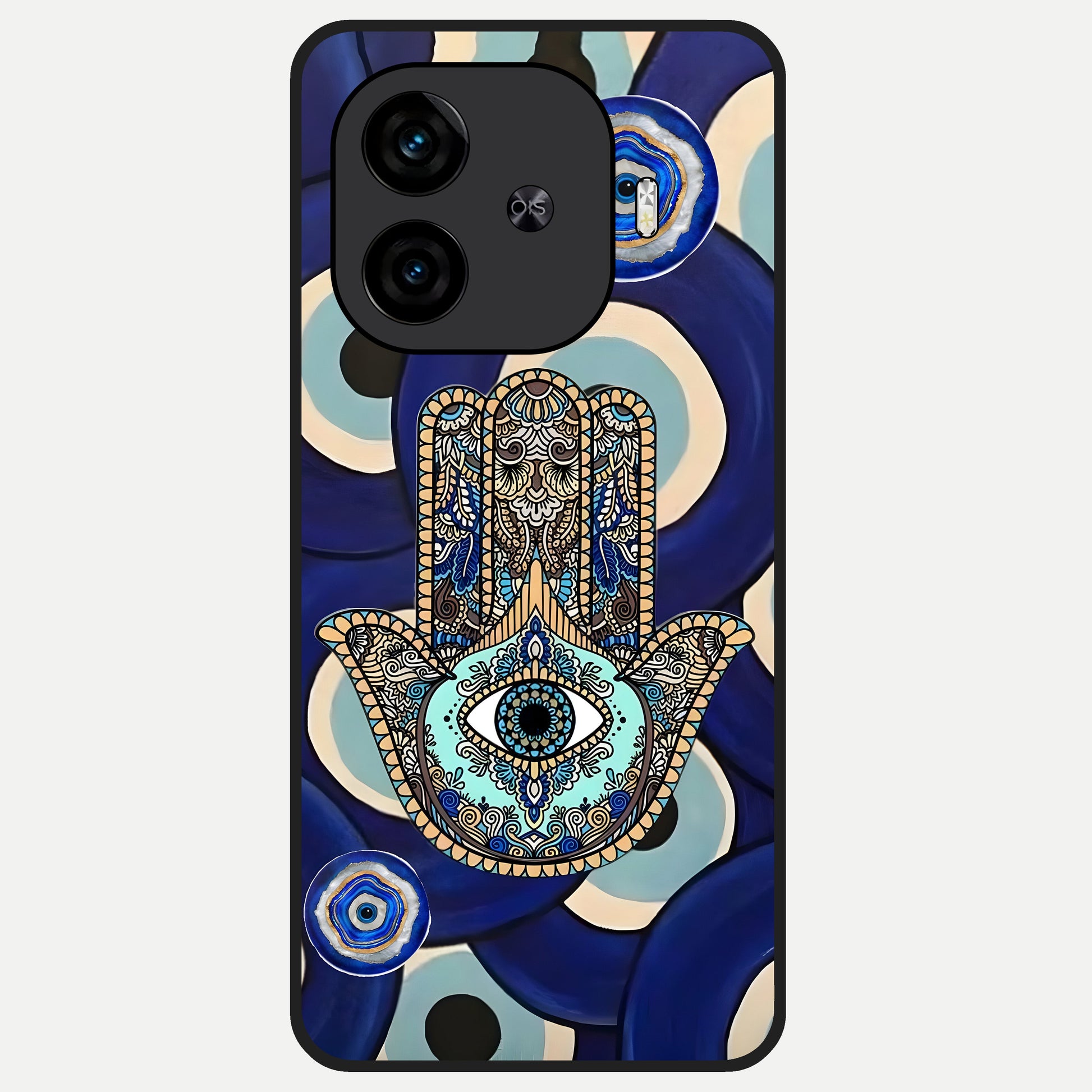  Hamsa Divine Guard Glass Case for  iQOO Z9 Turbo back cover – full design glossy printed glass finish