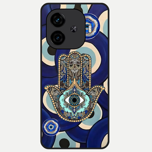  Hamsa Divine Guard Glass Case for  iQOO Z9 Turbo back cover – full design glossy printed glass finish