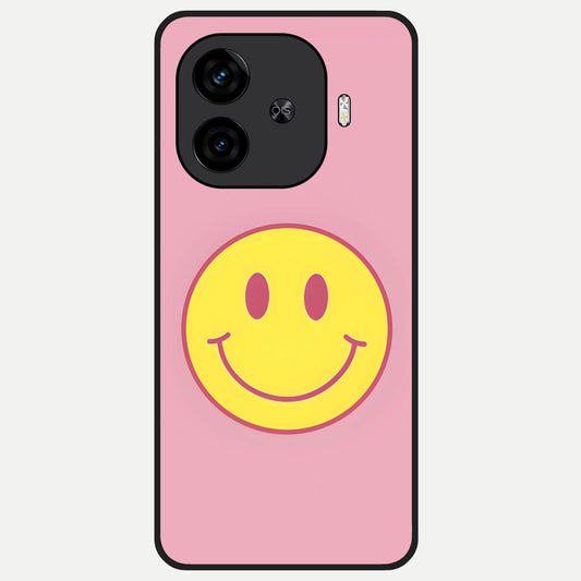  Happy Pink Mood Glass Case for  iQOO Z9 Turbo back cover – full design glossy printed glass finish
