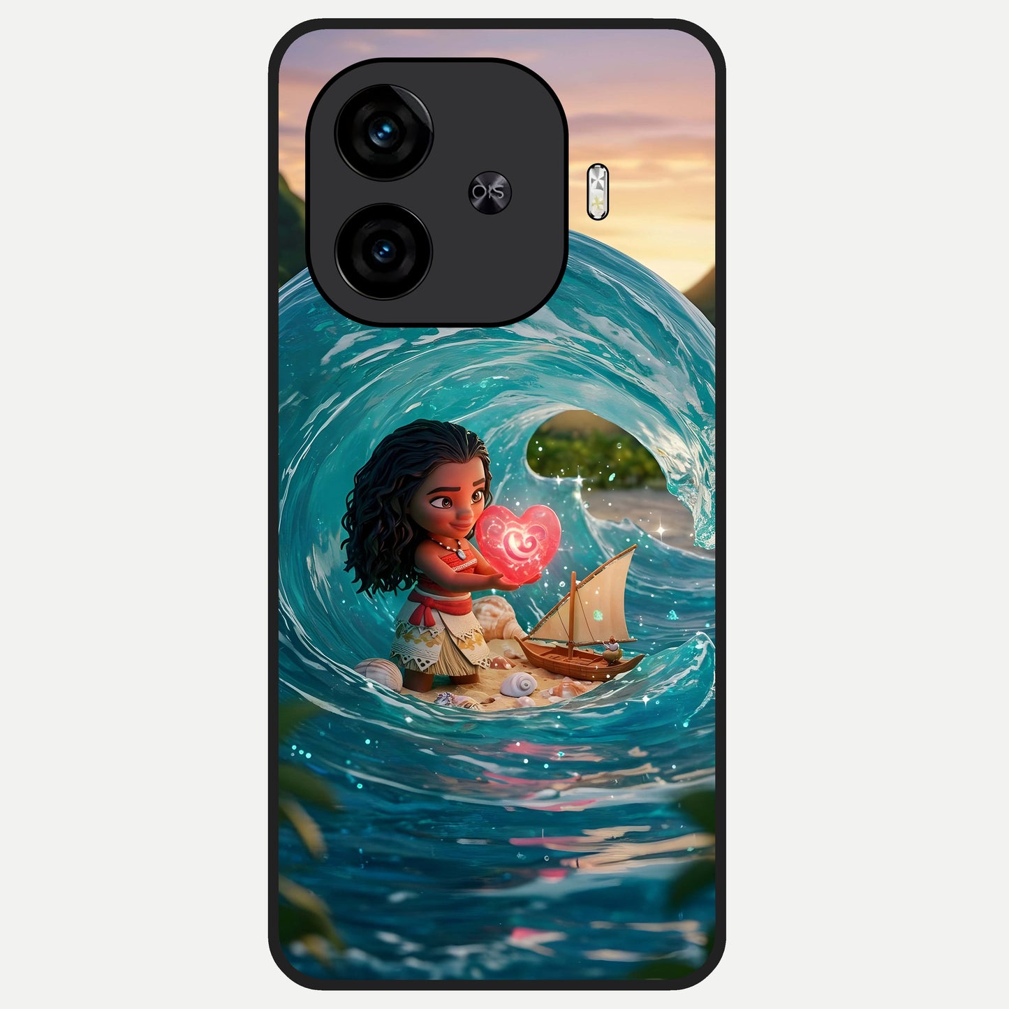  Heart of Ocean Glass Case for  iQOO Z9 Turbo back cover – full design glossy printed glass finish