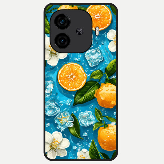  Ice Cube With Orange Glass Case for  iQOO Z9 Turbo back cover – full design glossy printed glass finish