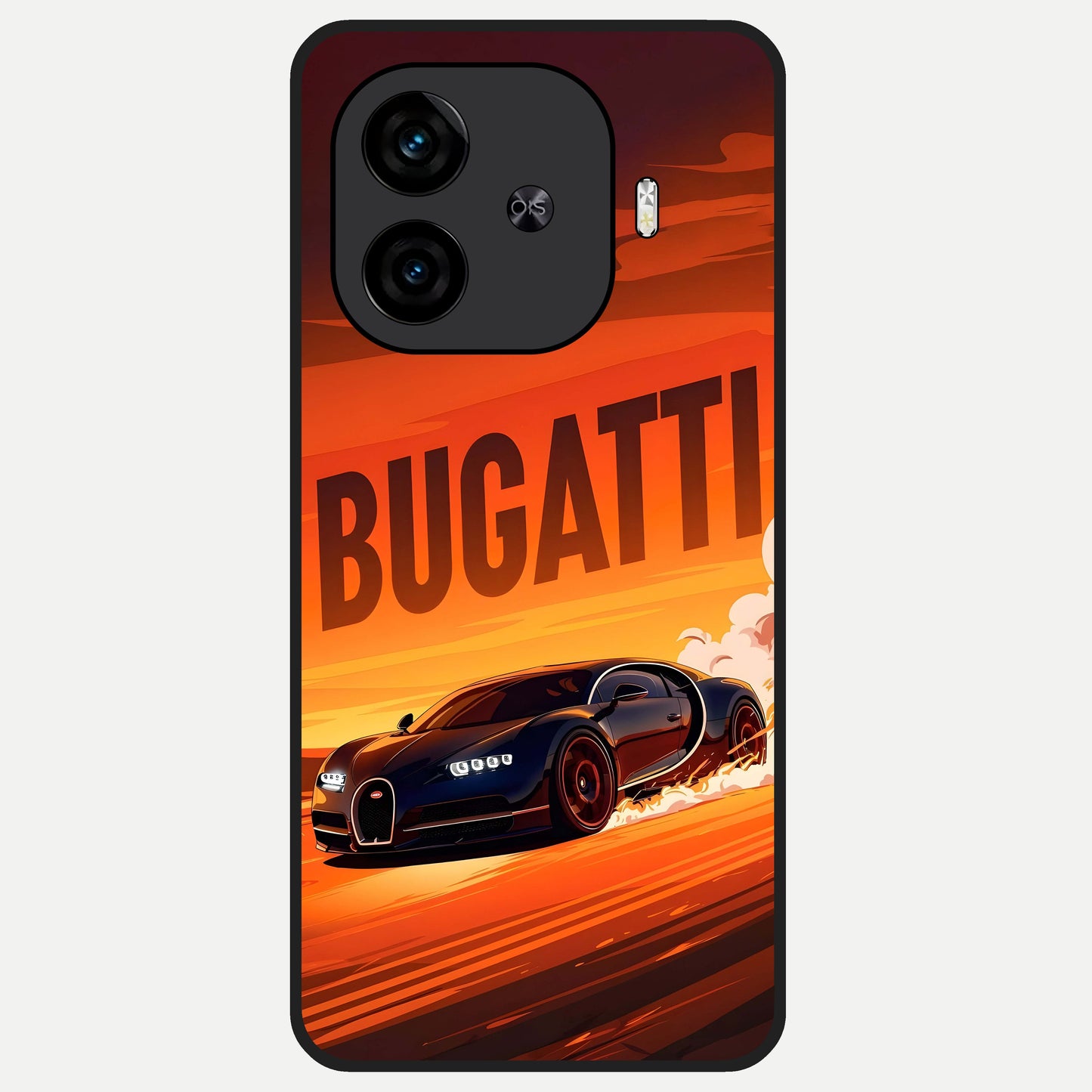  Inferno Bugatti Storm Glass Case for  iQOO Z9 Turbo back cover – full design glossy printed glass finish
