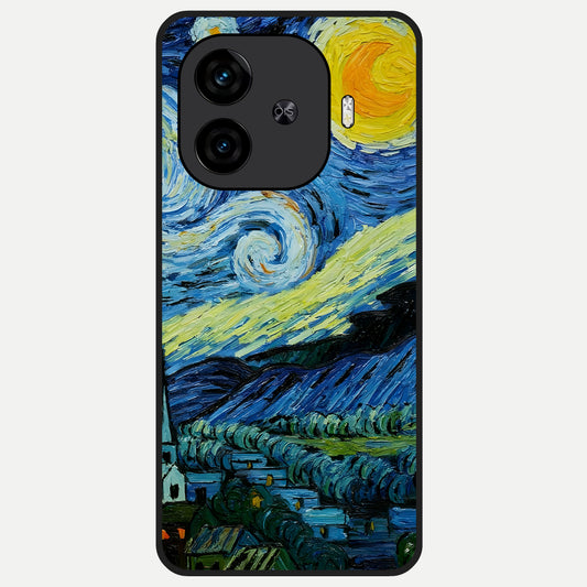  Inspired Van Gogh Art Glass Case for  iQOO Z9 Turbo back cover – full design glossy printed glass finish