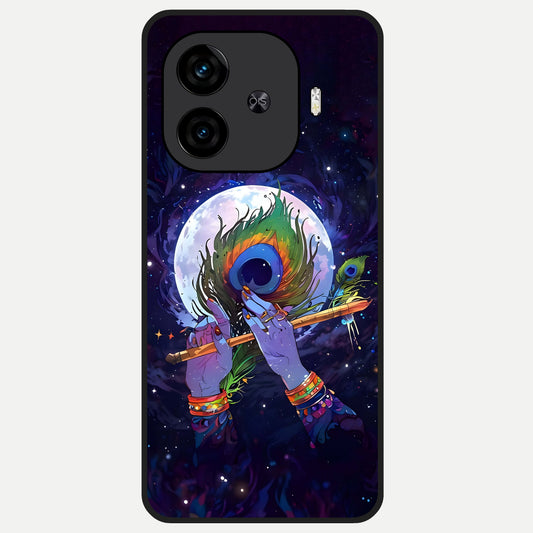  Krishna Hands Art Glass Case for  iQOO Z9 Turbo back cover – full design glossy printed glass finish