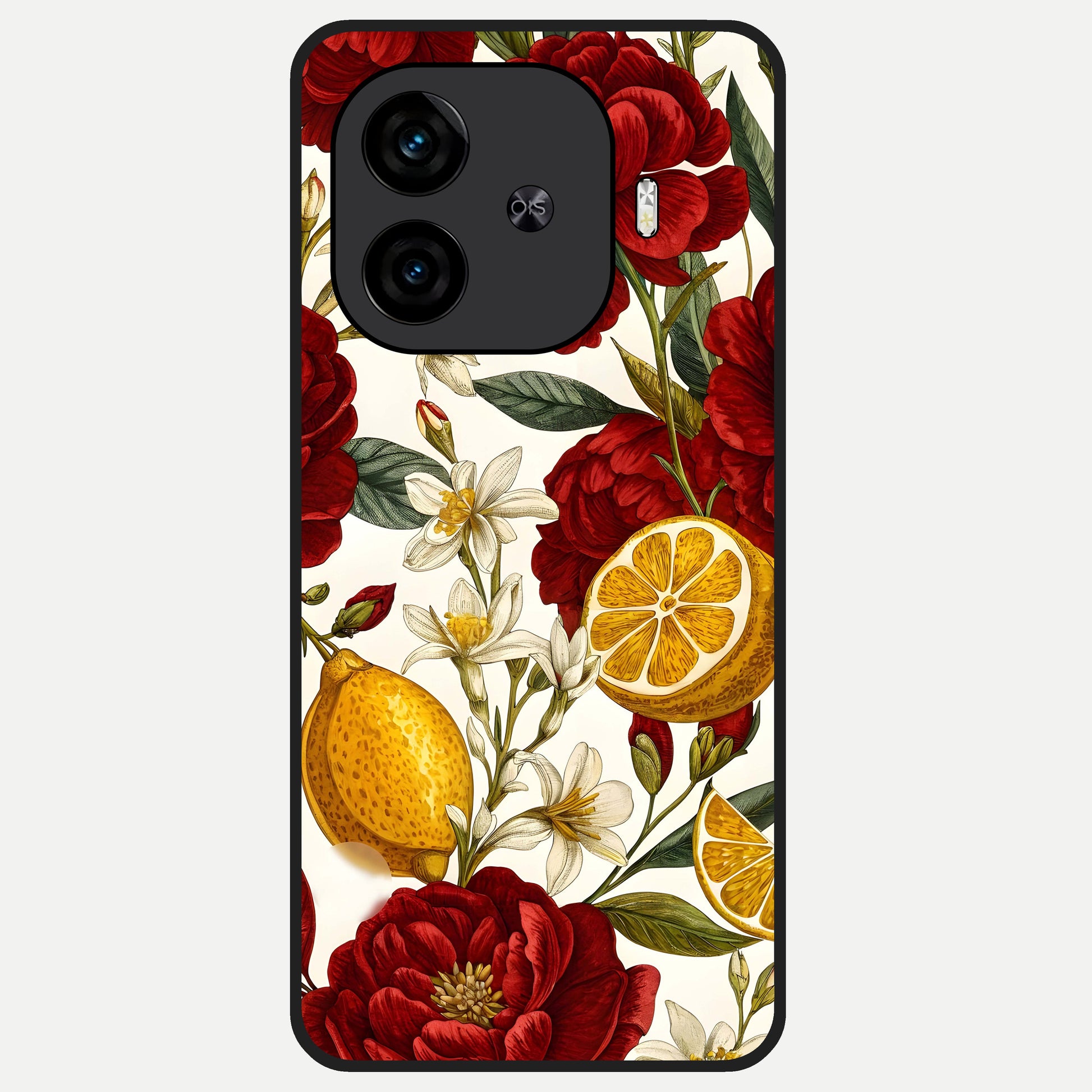  Lemon Rose Charm Glass Case for  iQOO Z9 Turbo back cover – full design glossy printed glass finish