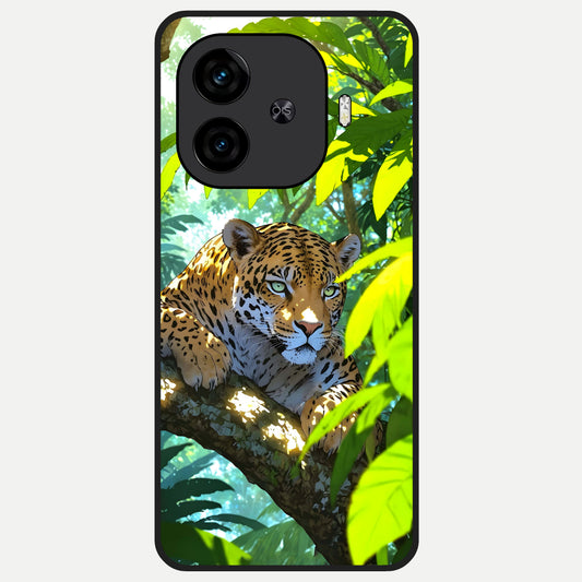  Leopard in Jungle Glass Case for  iQOO Z9 Turbo back cover – full design glossy printed glass finish