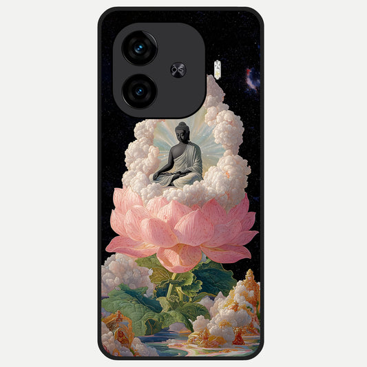  Lotus Divine Peace Glass Case for  iQOO Z9 Turbo back cover – full design glossy printed glass finish