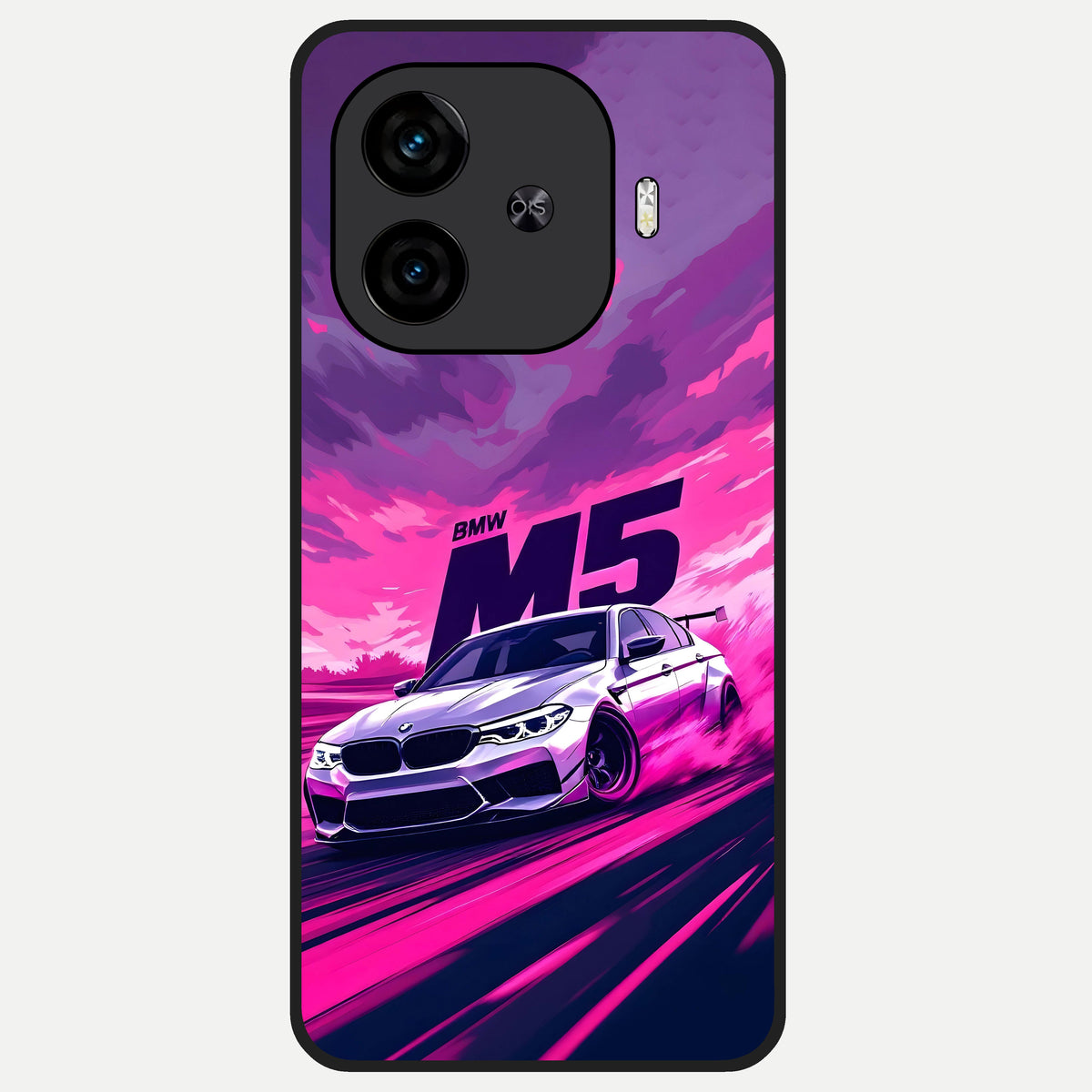  MS Neon Car Glass Case for  iQOO Z9 Turbo back cover – full design glossy printed glass finish