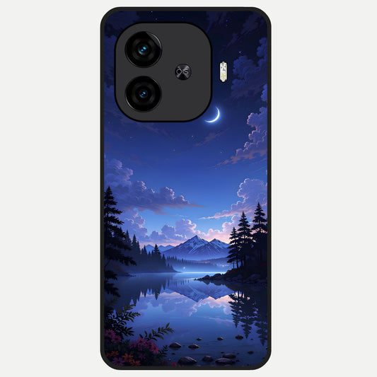  Midnight Lake Peace Glass Case for  iQOO Z9 Turbo back cover – full design glossy printed glass finish