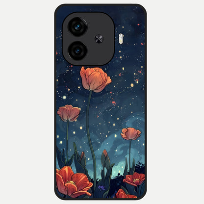  Midnight Tulip Glow Glass Case for  iQOO Z9 Turbo back cover – full design glossy printed glass finish