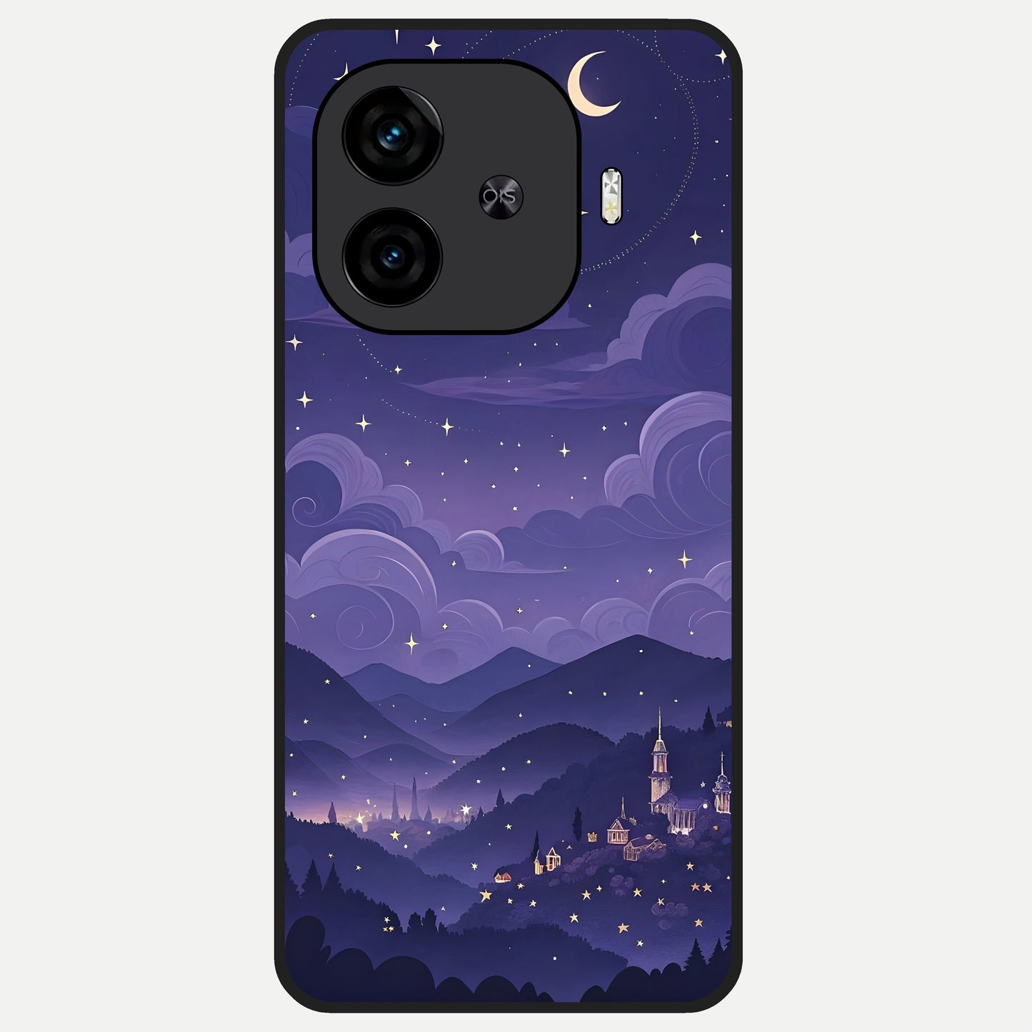  Minimal Night View Glass Case for  iQOO Z9 Turbo back cover – full design glossy printed glass finish