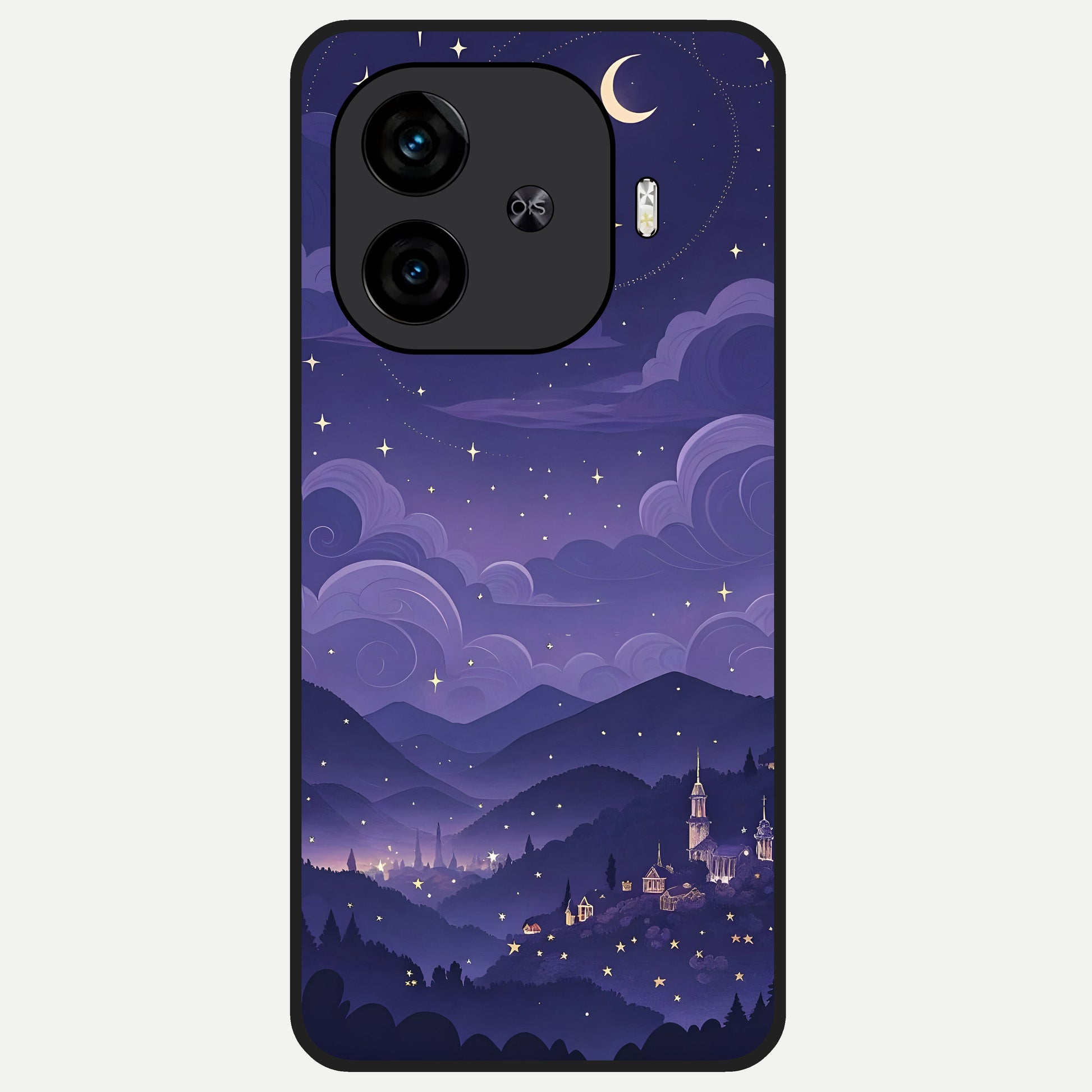  Minimal Night View Glass Case for  iQOO Z9 Turbo back cover – full design glossy printed glass finish